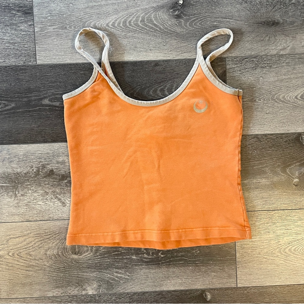 Vintage Y2K 90s Stussy Tank Orange Members Only Graphic VIP Print Street Wear Sm